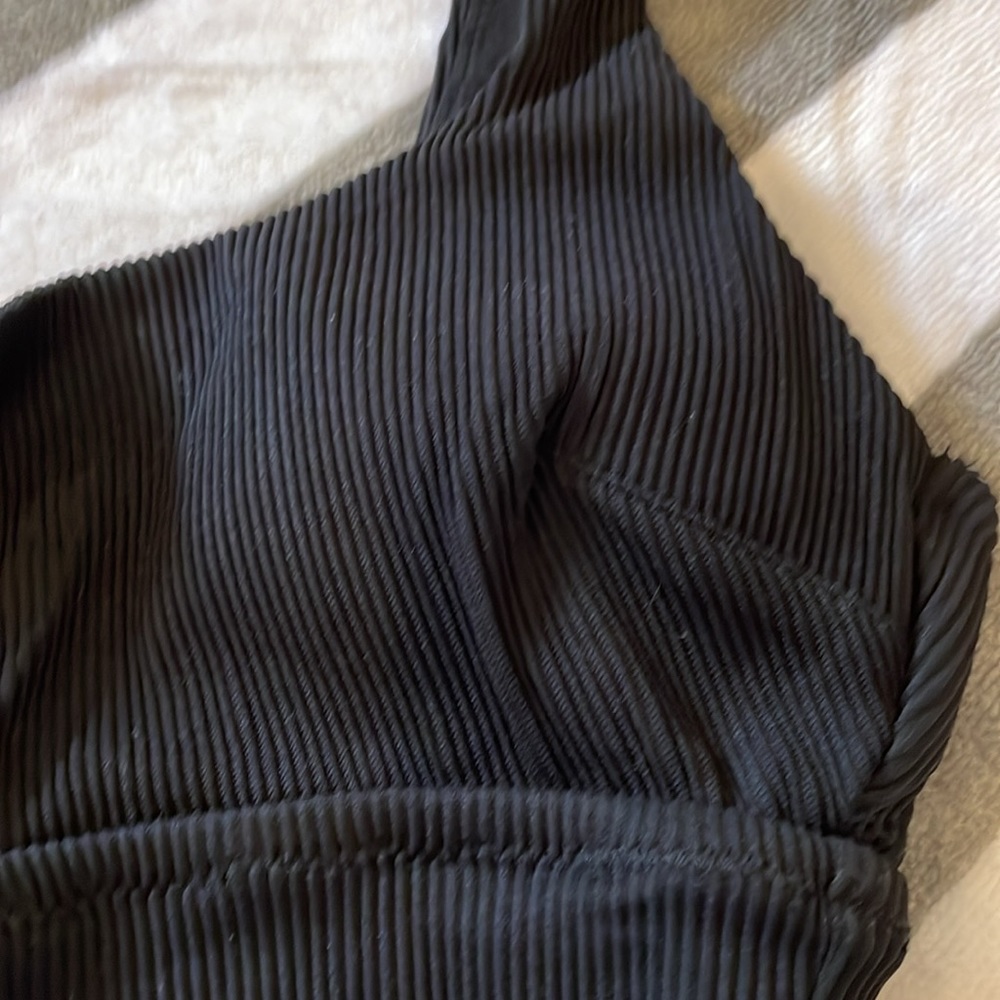 Aerie Black Scoop Wide Strap‎ Ribbed Pullover Bikini Top NWT - Picture 4 of 10